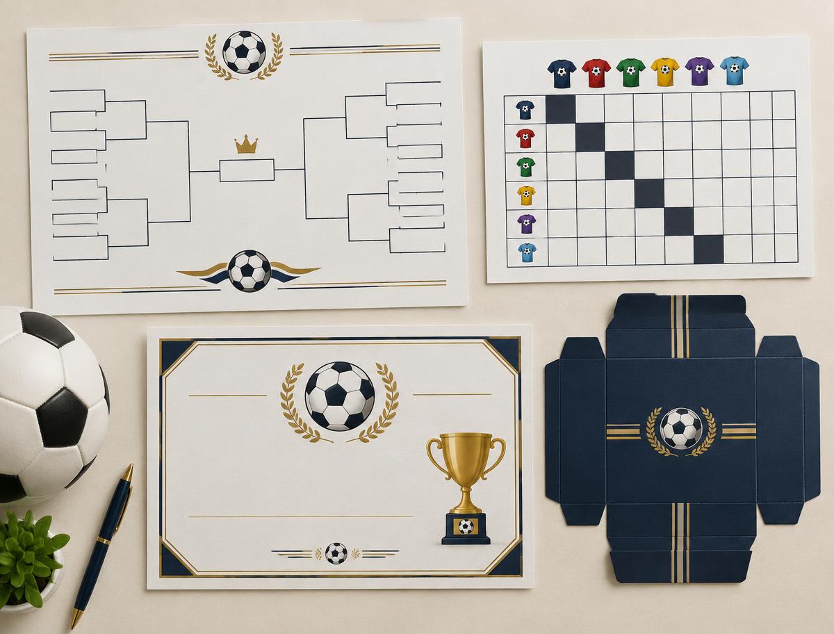Kit campeonato: tabela, placar, certificado e caixinha